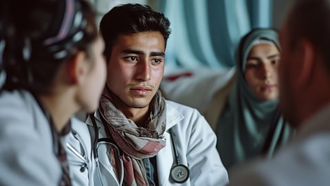 Doctor interacting with patient.