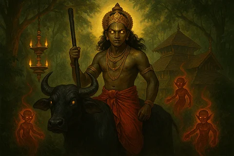 AI generated image of Chathan seva practised in Kerala