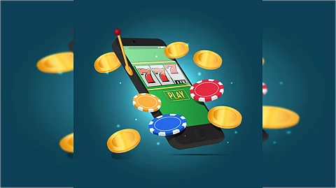 Graphical illustration of mobile betting apps.