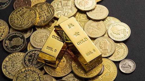 gold coins , gold bricks.
