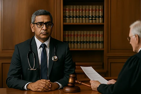 AI image of an Indian-Origin Physician getting sentenced to federal prison