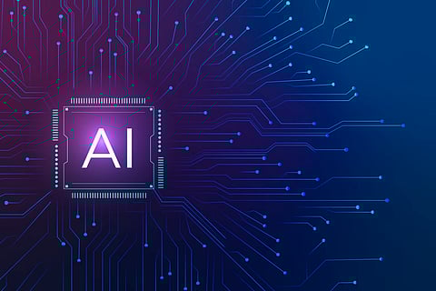 Graphical illustration of AI and chip.