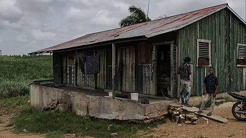 A building in Hoyo de Puerco in August. The encampment was recently demolished.