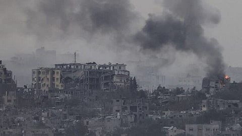Buildings destroyed by Israeli bombing in Gaza.