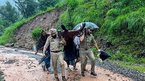 Jammu: Army troops evacuate 24 civilians, including children, from flood-affected Balle Da Bagh near Akhnoor during rescue and relief operations, on Wednesday, August 27, 2025.