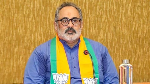Thiruvananthapuram: Newly elected BJP Kerala state president Rajeev Chandrasekhar holds a state core group meeting in Thiruvananthapuram on Monday, March 24, 2025.