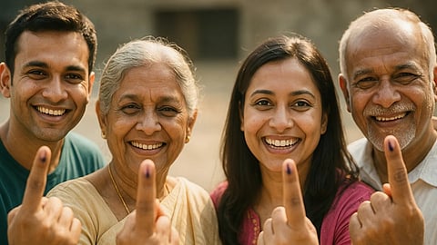 Voters showing their finger