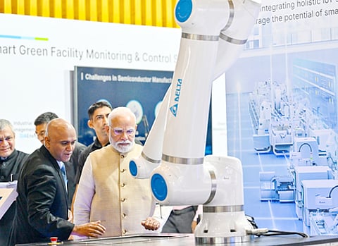 New Delhi: Prime Minister Narendra Modi attends the Semicon India Exhibition 2025 at Yashobhoomi on Wednesday, September 3, 2025.