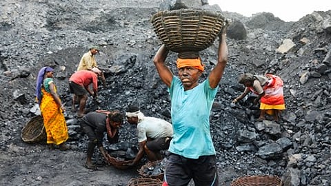 Dhanbad: Coal workers at work on the eve of Labour Day, in Dhanbad, Wednesday, April 30, 2025.