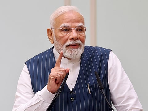 New Delhi: Prime Minister Narendra Modi interacts with National Awardee Teachers, in New Delhi, Thursday, September 04, 2025.