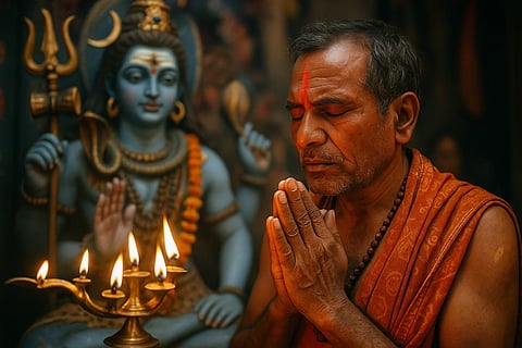 Image of a man worshipping in front of God