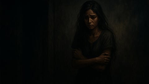 Portrait of a helpless girl expressing the helpless nature of the girl who was killed in the Delhi Tandoor Murder Case 1995
