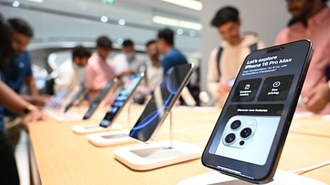 Bengaluru: Customers look at Apple devices on display during the launch of the company's new store, at Hebbal, in Bengaluru, Karnataka, Tuesday, Sept. 2, 2025. Apple on Tuesday opened its first retail store in Bengaluru, marking its debut in south India and the company's third outlet in the country.