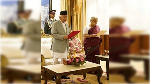 Kathmandu: Former Chief Justice Sushila Karki takes oath as the Prime Minister of the interim government, becoming the first woman Prime Minister of Nepal, in Kathmandu on Friday, September 12, 2025.