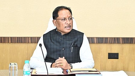 Raipur: Chhattisgarh Chief Minister Vishnu Deo Sai chairs a cabinet meeting at the Mahanadi Bhawan in the state secretariat in Raipur on Friday, July 11, 2025.