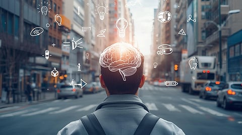 man standing in street thinking of ideas