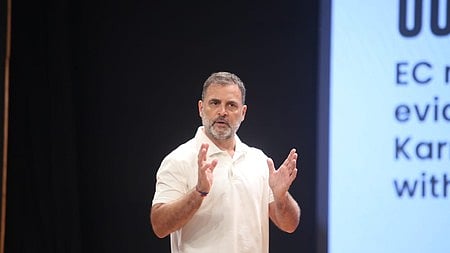 New Delhi: Lok Sabha LoP and Congress MP Rahul Gandhi addresses a press conference in New Delhi on Thursday, September 18, 2025.