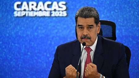 enezuelan President Nicolas Maduro addresses a press conference in Caracas, Venezuela, Sept. 15, 2025.