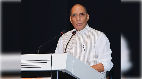New Delhi: Union Minister for Defence Rajnath Singh addresses the ‘MANTHAN 2025’, a two-day national conference organised by the Directorate General of Defence Estates (DGDE), in New Delhi on Thursday, September 18, 2025.