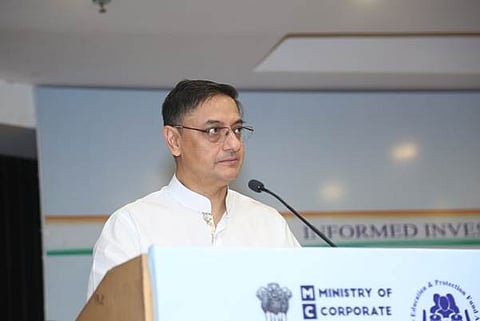 Sanjeev Sanyal giving the keynote address at an event organised by the Ministry of Corporate Affairs
