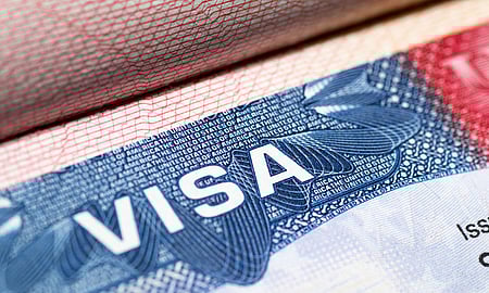 closeup view of VISA