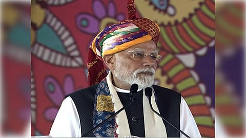 Addressing a rally at Banswara as part of a visit during which he unveiled 12 major schemes and projects across various sectors for 21 districts of Rajasthan