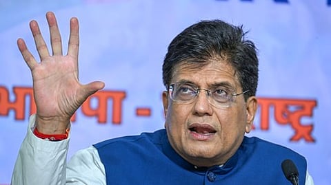 Mumbai: Union Minister Piyush Goyal addresses a press conference in Mumbai, Wednesday, September 17, 2025.