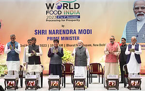 New Delhi : Prime Minister Narendra Modi inaugurates the second edition of the Mega food event 'World Food India 2023' at Bharat Mandapam in New Delhi on Friday, November 03, 2023