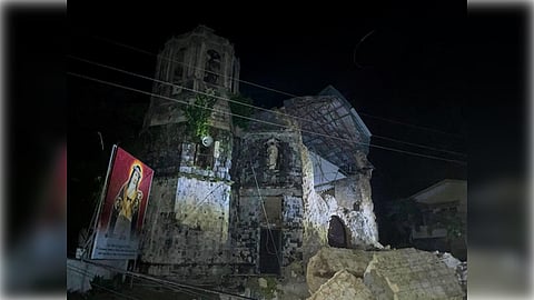 Photo taken on Sept. 30, 2025 shows a church damaged in the earthquake in Cebu province, the Philippines.
