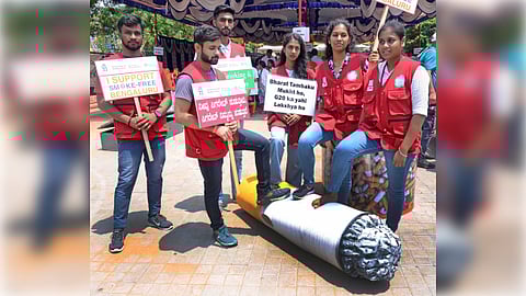 Bengaluru: Students participate in a rally to raise awareness about the dangers of tobacco consumption on the occasion of World No Tobacco Day, in Bengaluru, Wednesday, May 31, 2023