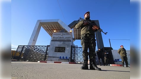GAZA, Jan. 8, 2019 (Xinhua) -- Photo taken on Jan. 7, 2019 shows the Rafah Border Crossing between the southern Gaza Strip and Egypt. Hamas said on Monday that the Palestinian Authority (PA) has handed over the control of the Rafah Border Crossing between the southern Gaza Strip and Egypt to Hamas security forces