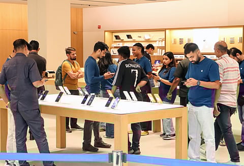 New Delhi: Customers purchase the newly launched iPhone 17 series and accessories at the Apple Store, Select Citywalk Mall, Saket, in New Delhi on Friday, September 19, 2025