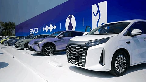 BYD vehicles showcased at BYD headquarters in Shenzhen, China.