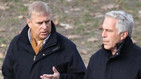 Image of Prince Andrew and late child sex offender Jeffrey Epstein in Central Park in 2010