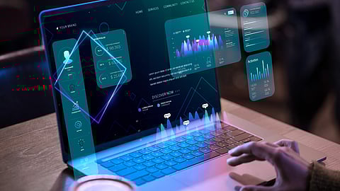 AI pic of person using laptop for designing