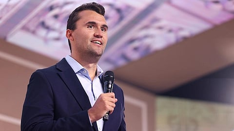 Charlie Kirk speaking with attendees at the 2025 Young Women's Leadership Summit at the Gaylord Texan Resort & Convention Center in Grapevine, Texas.