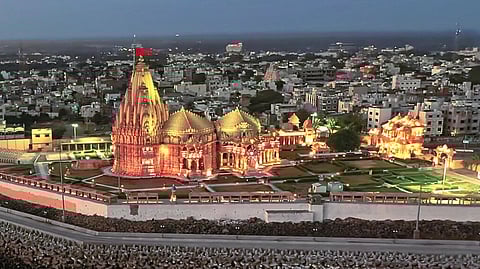 The Somnath Temple located in Gujarat that stands as one of the 12 Jyotirlingas in India.