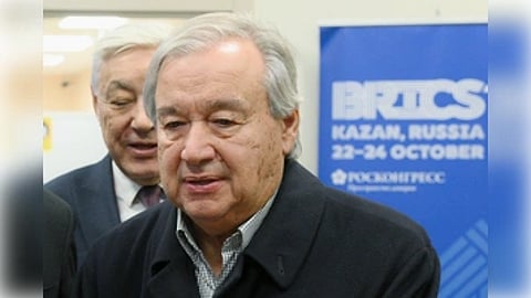 Kazan: United Nations Secretary-General Antonio Guterres arrives at Kazan Airport for the 16th BRICS Summit on Wednesday, October 23, 2024.