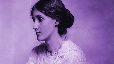 Virginia Woolf- the author coloured with violet colour