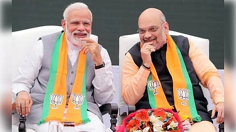 PM modi with Amit shah at trade fair 2025