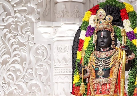Image of the holy idol Ram Lalla situated at the Ayodhya Ram Mandir, UP.