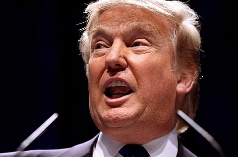 Image of Donald trump giving a speech at CPAC 2011 in Washington, D.C.