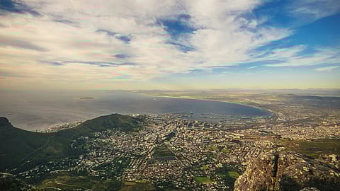 Aerial Photography of Urban City Under Blue Sky at Cape Town, South Africa. The sky is blue giving a good view of the scenary.