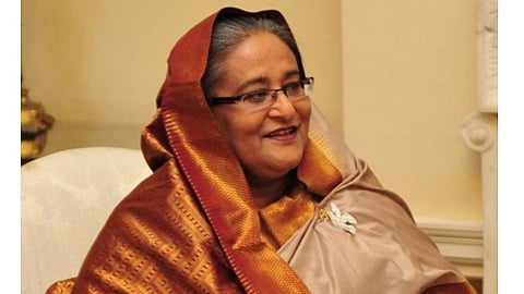 The Prime Minister of Bangladesh, Sheikh Hasina wearing a saree at Number 10, Downing Street, London, at a meeting with British Prime Minister David Cameron on January 27, 2011.