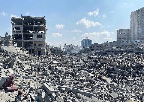 Buildings destroyed by Israeli bombing in Gaza