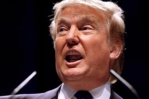 Close up image of US president Donald trump speaking at CPAC 2011 in Washington, D.C.
