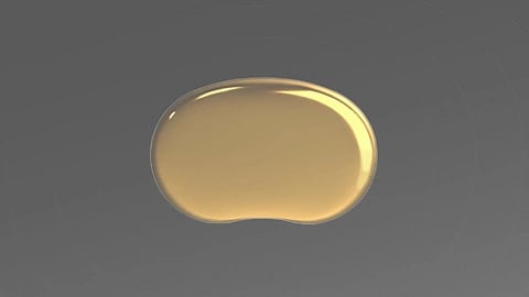 Gray background with a glossy, abstract bean-shaped object in the centre.