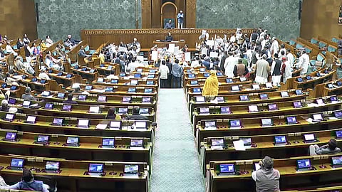 A screenshot from Sansad TV showing the Lok Sabha convening on Day 14 (18 December 2025) of the Winter Session of Parliament.