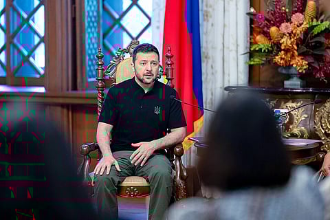 Ukrainian President Volodymyr Zelenskyy speaks at the Malacañang Palace in Manila, Philippines, on 3 June 2024.