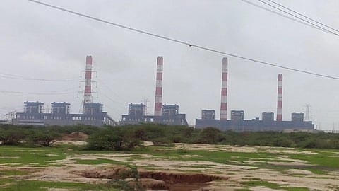 A photo of Adani Power's Mundra energy plant from a distance.
